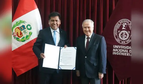 Gobernador de Puno, Richard Hancco, y rector de la UNI, Alfonso López Chau, suscribieron convenio interinstitucional