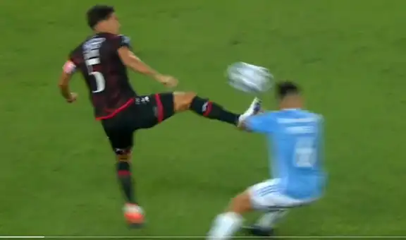 ¿Y la roja? Pretell recibió brutal patada, pero árbitro solo mostró amarilla al jugador de Huracán