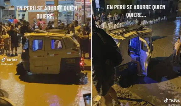 Mototaxi cobra un sol para cruzar el huaico y se vuelve viral: “Perú, potencia mundial”