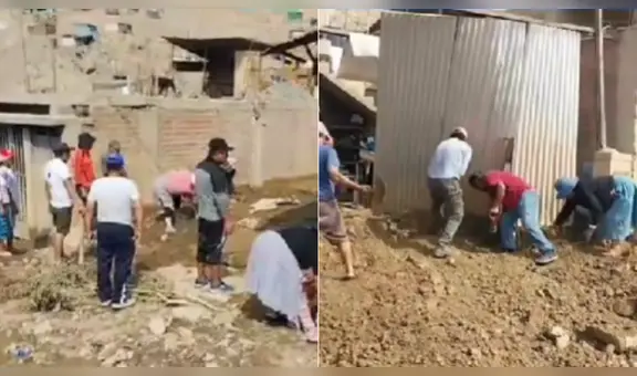 Delegaciones de Puno apoyan con faena de limpieza a viviendas afectadas por huaicos en Lima