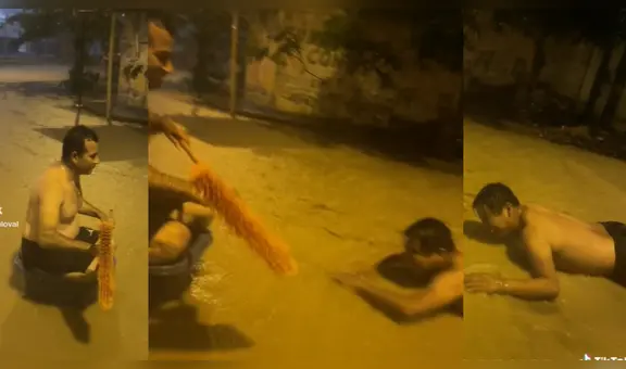 Titanic: jóvenes recrean escena de Jack y Rose durante inundación por lluvias