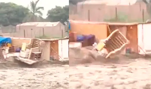 Puente Piedra: parte de una vivienda se desploma tras crecida del río Chillón