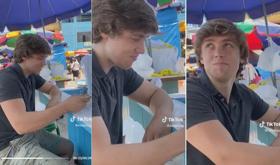 Lleva a su novio alemán a comer tocosh en el mercado y su reacción es viral: “No está mal”