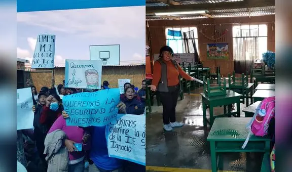 Aulas prefabricadas se inundan por lluvias en colegio de Arequipa
