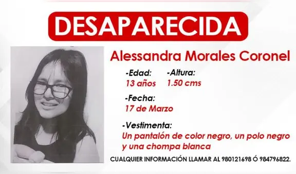 Familia busca a adolescente de 13 años que se encuentra desaparecida desde el 17 de marzo