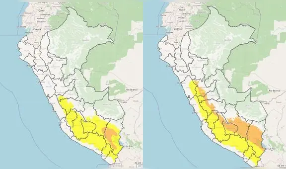 Senamhi advierte lluvias de fuerte intensidad en la sierra central y sur