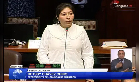 Betssy Chávez arremete antes de votarse su desafuero: "La clase política ha fracasado de todas formas posibles"