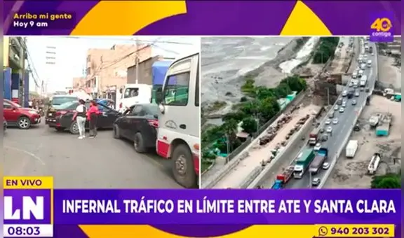 Ate: usuarios reportan gran congestión vehicular tras el cierre del puente Huachipa