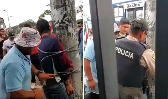 Vecinos amarran a un poste y linchan a ladrón de celulares tras no ser capturado por la Policía