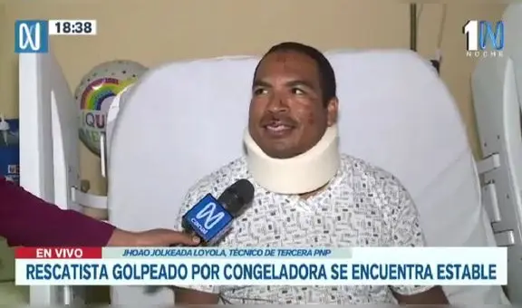 Rescatista que sufrió impacto de congelador se encuentra estable y sin lesiones