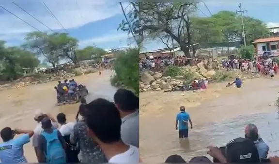 Camioneta que transportaba pasajeros es arrastrada por caudaloso río Yapatera de Piura