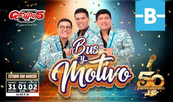 "Bus y motivo”: por tan solo S/5 podrás regresar a tu casa luego de ver al Grupo 5