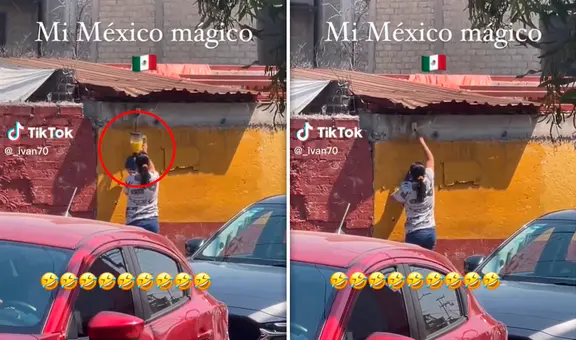 ¡Ahorra al máximo! Mujer aprovecha un enchufe de la calle para utilizar su licuadora