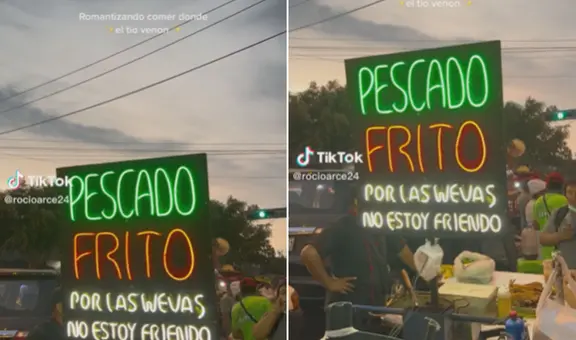 Vendedor ambulante de pescado frito usa singular cartel para atraer clientes: “Solo en Perú”