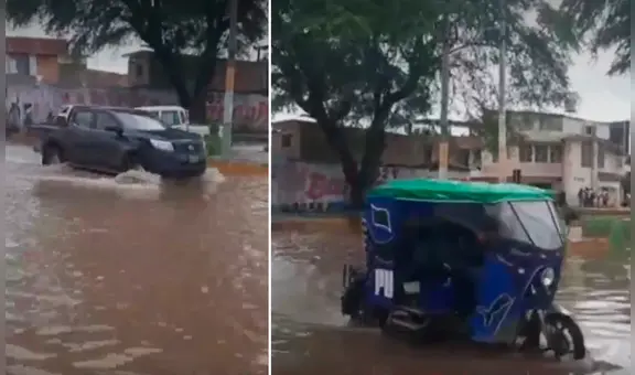 Piura: calles y viviendas quedaron inundadas tras intensas lluvias en el norte