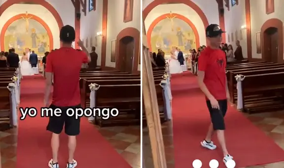 "Yo me opongo": joven interrumpe boda de desconocidos y luego huye entre risas