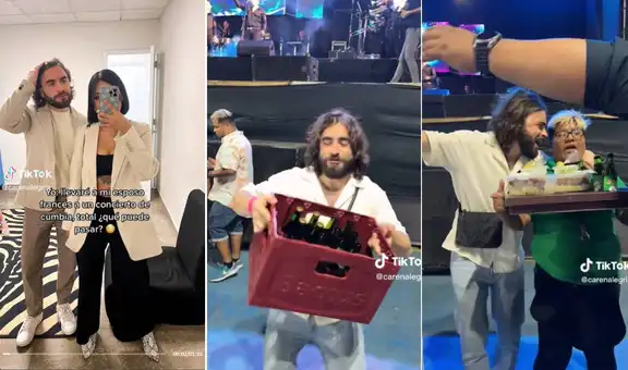 Francés va a concierto de cumbia en El Huaralino y levanta su caja de cervezas para bailar: "La vive"