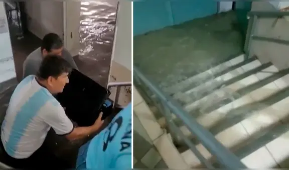 Sede policial de Piura quedó totalmente inundada tras intensa lluvia