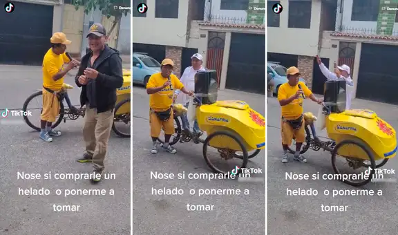 Heladero adapta un parlante en su carretilla y canta chicha para acaparar la atención de sus clientes