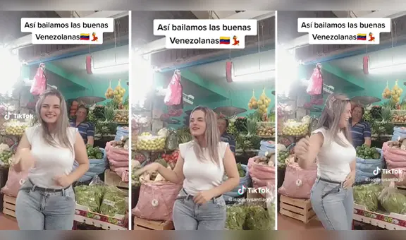 Joven venezolana suelta sus pasos prohibidos y la rompe bailando cumbia en el mercado: "Otra cosita"