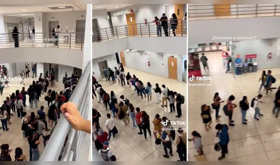 Joven queda en shock al ver enormes colas en su universidad para tomar el elevador: “Parece Gamarra”