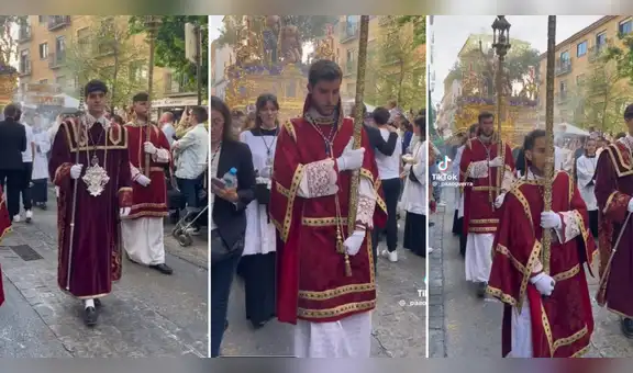 Españoles que participan en procesión por Semana Santa enloquecen a usuarias: "Qué ven mis ojos"