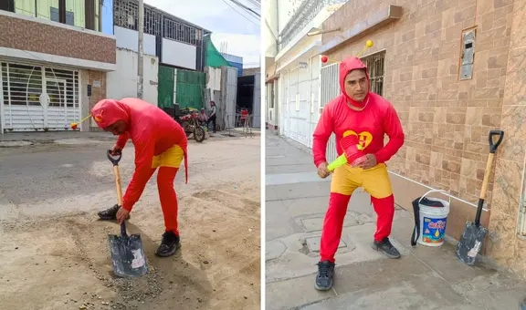 ¿Quién es el 'Chapulín Colorado' que se enfrenta a los huecos de las pistas en Trujillo?