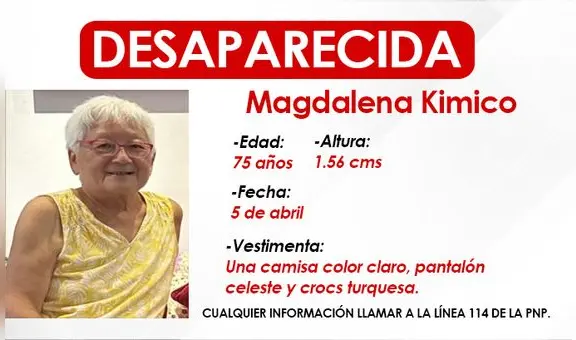 Familia busca a adulta mayor desaparecida desde el 5 de abril