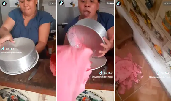 No salió como esperaba: intenta voltear un pastel, comete pequeño error y este termina en el piso