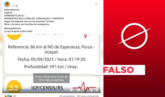 No, IGP no anunció un terremoto en Yurimaguas y Tarapoto