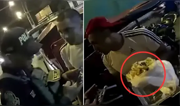 Delincuentes no dejaron de comer pollo a la brasa mientras eran intervenidos por la Policía