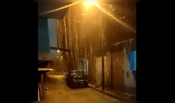 Fuerte lluvia acompañada de tormenta eléctrica se registra en Piura