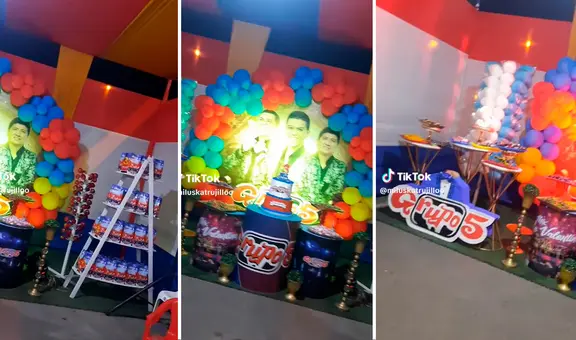 Peruana celebra el cumpleaños de su hijo al ritmo del Grupo 5
