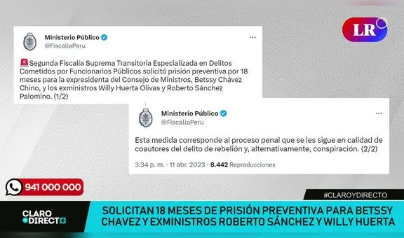 AAR sobre medidas contra exministros: "Espero que se haga justicia, que no se politice y que se avance"