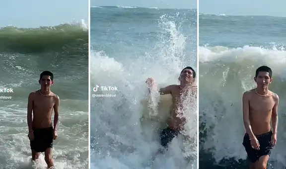 Peruano intenta tomarse foto en playa de Punta Hermosa y termina revolcado: "Y se marchó..."