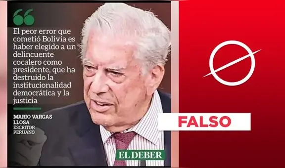 Mario Vargas Llosa: es falsa la gráfica que atribuye al escritor una cita sobre Bolivia