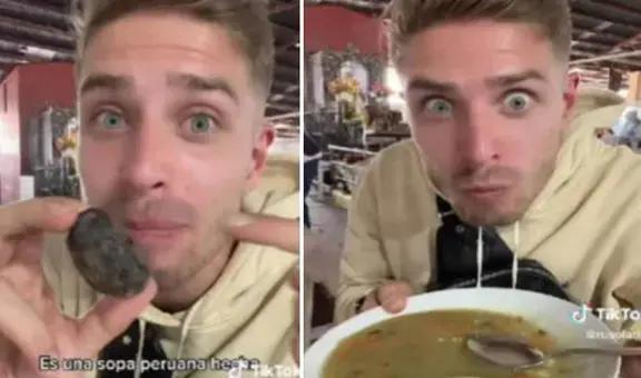 Ruso prueba sopa de chuño y tiene sorprendente reacción: "Se siente saludable"