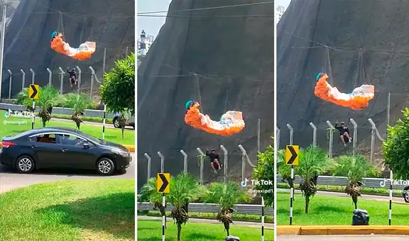 Joven peruano hacía parapente y queda atrapado entre los cables: "Aterrizaje de emergencia"