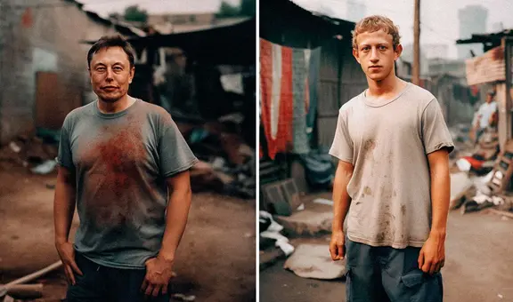 IA revela cómo lucirían Elon Musk, Mark Zuckerberg y Bill Gates si fueran pobres