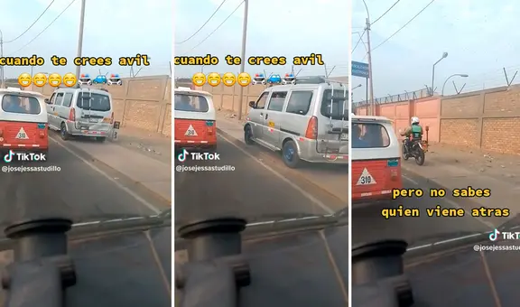 Carro se sube a la vereda, pero policía lo sigue: "Adoro los finales felices"