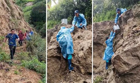 Enfermeras trepan cerros para atender a población aislada por huaicos en Cajamarca
