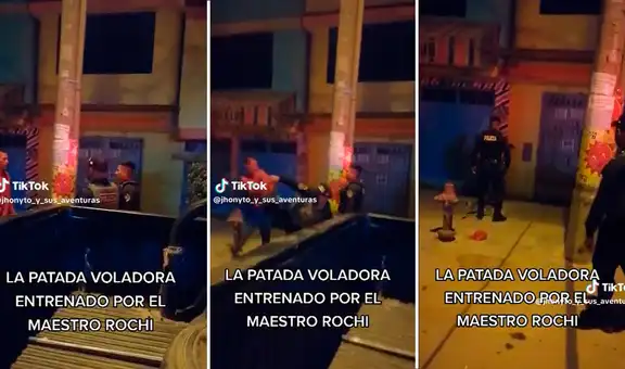 Policía peruano detiene a ciudadano con patada voladora: "Entrenado por el maestro Rochi"