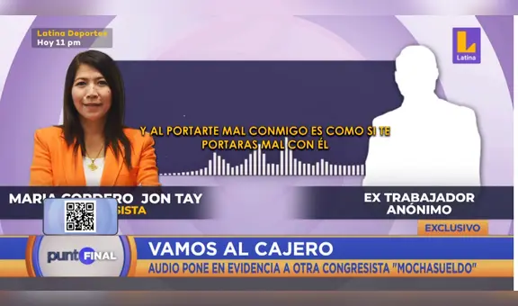 "Vamos al cajero": fujimorista María Cordero exigía hasta el 75% del sueldo de su trabajador