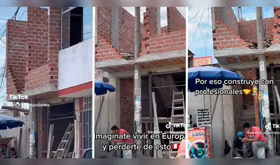 Construyen el segundo piso de su casa con poste en el medio: “Perú, donde todo es posible”