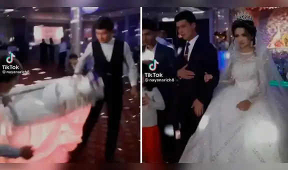 Derriban torta de matrimonio y la reacción de la novia se hizo viral