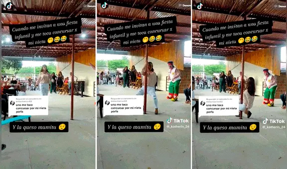 Payasito invita a mujer a concurso en fiesta infantil y esta los deja boquiabiertos con su baile del tubo