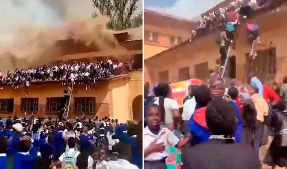Decenas de alumnas huyen desesperadas de voraz incendio que consume colegio en el Congo