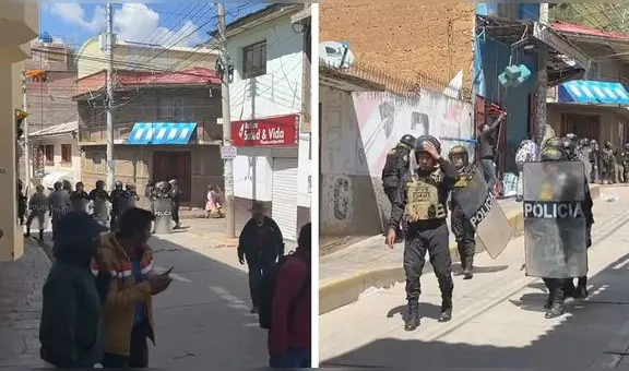 Policías disparan bombas lacrimógenas a estudiantes de la Universidad Nacional de Huancavelica