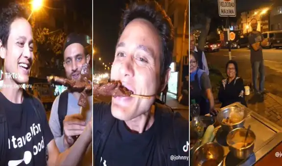 Francés prueba anticucho de carretilla por primera vez y queda maravillado: “Muy muy rico”