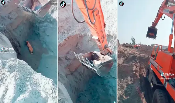 Trabajadores usan excavadora para rescatar un perro, pero el final de la historia generó críticas en redes